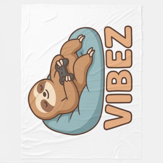 Horizontal Sloth VIBEZ フリースブランケット - リラックスして昼寝しよう (正面)
