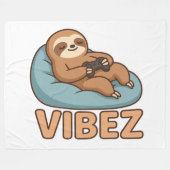 Horizontal Sloth VIBEZ フリースブランケット - リラックスして昼寝しよう (正面(横))