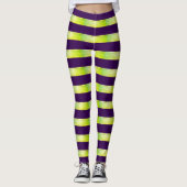 Horizontal Stripe Purple Yellow Neon Glossy レギンス (正面)