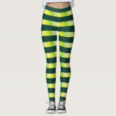 Horizontal Stripe Yellow Green Glossy Pattern レギンス (正面)