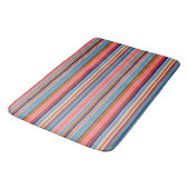 Horizontal stripes blue pink terracotta retro  バスマット (アングル)