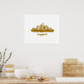 horizonte de singapur en oro ポスター (キッチン)