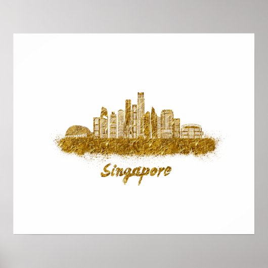 horizonte de singapur en oro ポスター (正面)
