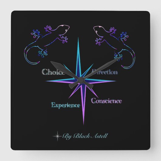 Horloge acrylique/Acrylic clock everyday symbols スクエア壁時計 (正面)