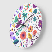 Horloge acrylique ronde composition florale ラージ壁時計 (傾斜)