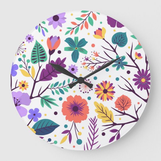 Horloge acrylique ronde composition florale ラージ壁時計 (正面)
