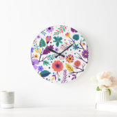 Horloge acrylique ronde composition florale ラージ壁時計 (ホーム)