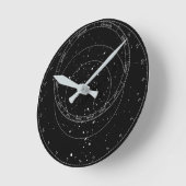 Horloge astrolabe noir et blanc   ラウンド壁時計 (傾斜)