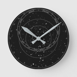 Horloge astrolabe noir et blanc   ラウンド壁時計