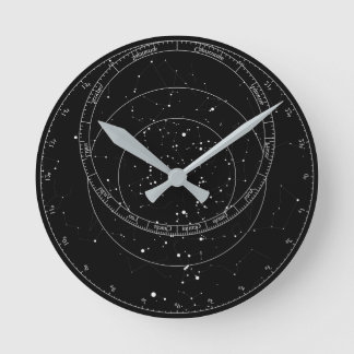 Horloge astrolabe noir et blanc   ラウンド壁時計