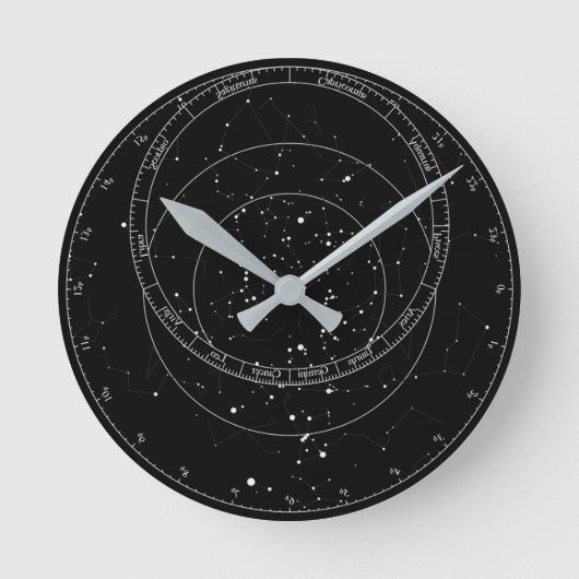Horloge astrolabe noir et blanc   ラウンド壁時計 (正面)