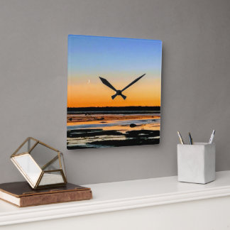 horloge carré croissant de lune スクエア壁時計