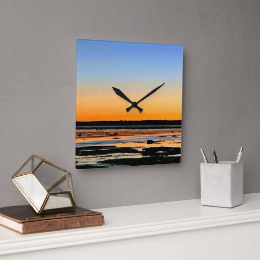 horloge carré croissant de lune スクエア壁時計 (オフィス)