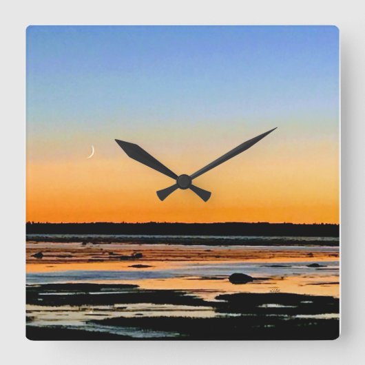 horloge carré croissant de lune スクエア壁時計 (正面)