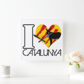 horloge de cuisine carré I LOVE CATALUNYA スクエア壁時計 (ホーム)