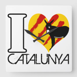 horloge de cuisine carré I LOVE CATALUNYA スクエア壁時計