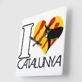 horloge de cuisine carré I LOVE CATALUNYA スクエア壁時計 (傾斜)