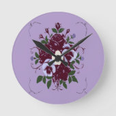Horloge en Acrylique Bouquet de Violettes ラウンド壁時計 (正面)