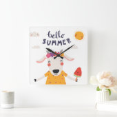 Horloge en Acrylique carrée Hello summer - スクエア壁時計 (ホーム)