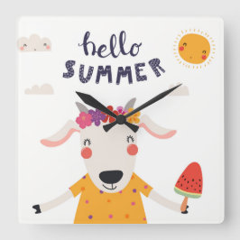 Horloge en Acrylique carrée Hello summer - スクエア壁時計