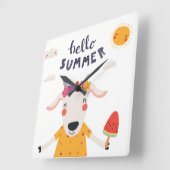 Horloge en Acrylique carrée Hello summer - スクエア壁時計 (傾斜)