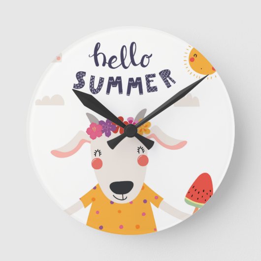 Horloge en Acrylique Hello summer ラウンド壁時計 (正面)