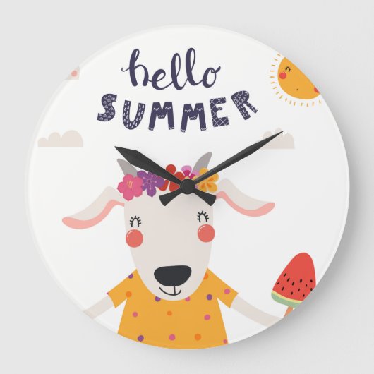 Horloge en Acrylique Hello summer - grande ラージ壁時計 (正面)