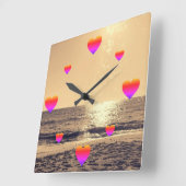 Horloge en Acrylique - Love O’Clock at Golden Hour スクエア壁時計 (傾斜)