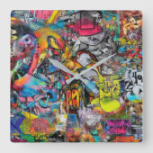 Horloge graffiti スクエア壁時計 (正面)