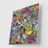 Horloge graffiti スクエア壁時計 (傾斜)