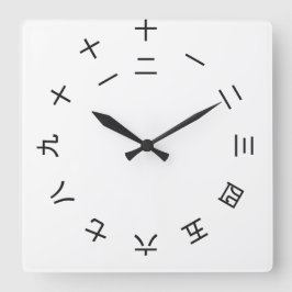 Horloge Kanji Clock 1-12 (rotated) スクエア壁時計