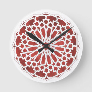 Horloge Mosaïque marocaine rouge ALCAZAR ラウンド壁時計