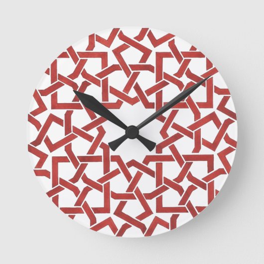 Horloge Mosaïque marocaine rouge MAMLUK ラウンド壁時計 (正面)