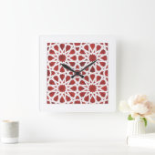 Horloge Mosaïque marocaine rouge ROSETTE スクエア壁時計 (ホーム)
