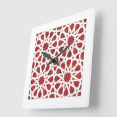 Horloge Mosaïque marocaine rouge ROSETTE スクエア壁時計 (傾斜)