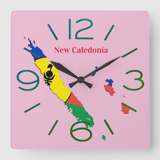 Horloge murale carré New Caledonia スクエア壁時計 (正面)