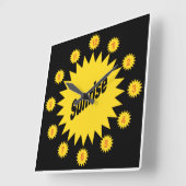 Horloge murale en acrylique, Carrée  SUNRISE スクエア壁時計 (傾斜)