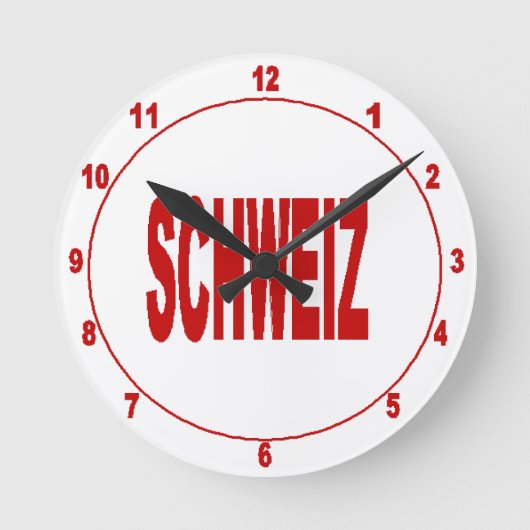Horloge murale en acrylique, Ronde Medium  SCHWEIZ ラウンド壁時計 (正面)