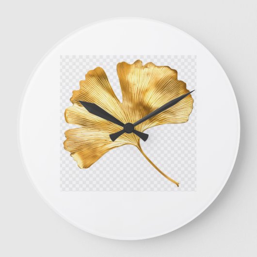 Horloge Murale Feuille Dorée – Design Botanique  ラージ壁時計 (正面)