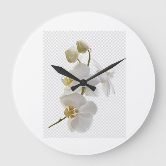 Horloge Murale Fleurs Blanches – Élégance Florale  ラージ壁時計 (正面)