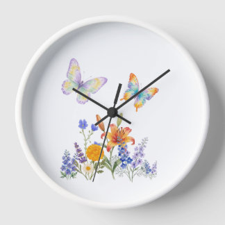 Horloge Murale Fleurs & Papillons – Décoration Élé 壁時計