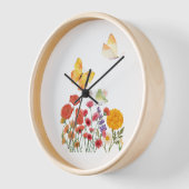 Horloge Murale Fleurs & Papillons – Décoration Élé 壁時計 (傾斜)