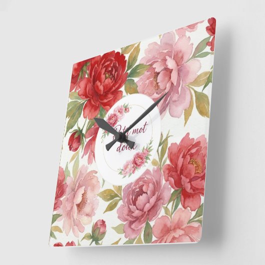 Horloge murale florale Petit mot doux   スクエア壁時計 (傾斜)