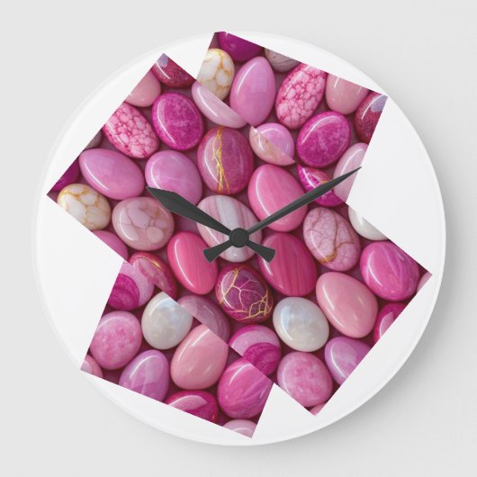 Horloge Murale Galets Roses – Design Élégant Inspi ラージ壁時計 (正面)