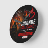Horloge Murale - "Gironde Solidaire 2026" ラウンド壁時計 (傾斜)