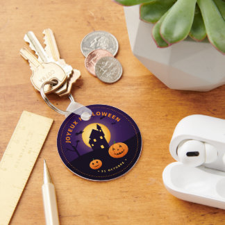 Horloge Murale Halloween Maison Hantée Citrouilles キーホルダー