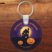 Horloge Murale Halloween Maison Hantée Citrouilles キーホルダー (正面)