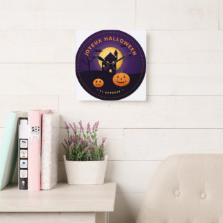 Horloge Murale Halloween Maison Hantée Citrouilles スクエア壁時計