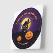 Horloge Murale Halloween Maison Hantée Citrouilles スクエア壁時計 (傾斜)