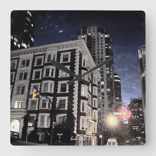 Horloge photo de ville la nuit スクエア壁時計 (正面)